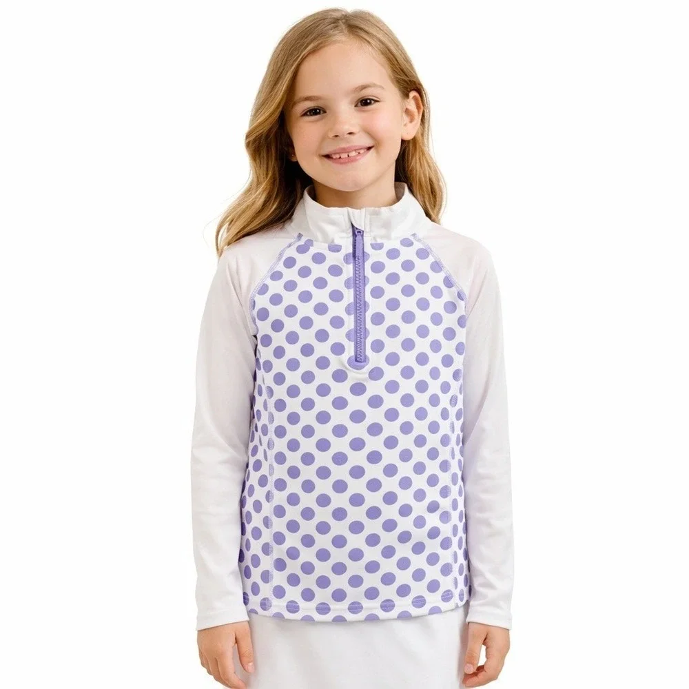 Little Miss Tennis Pretty In Provence Zip Pullover Girls SM Polka‎ Dot NWT